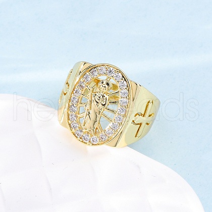 Brass Micro Pave Clear Cubic Zirconia Rings for Women RJEW-U047-30G-1