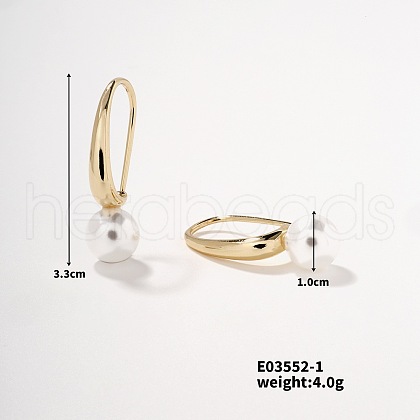 Mother's Day Jewellery Elegant Pearl and Copper Dangle Earrings with Zircon Stones UR8130-2-1