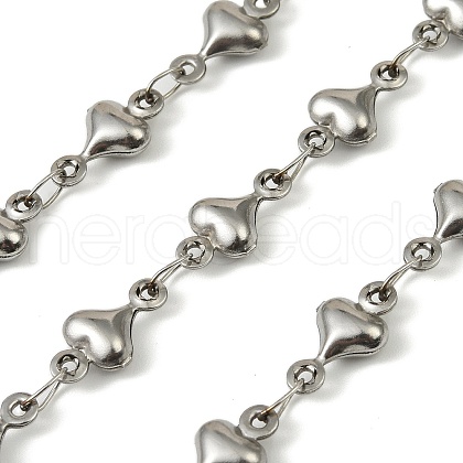 304 Stainless Steel Heart Link Chains CHS-A017-02B-P-1