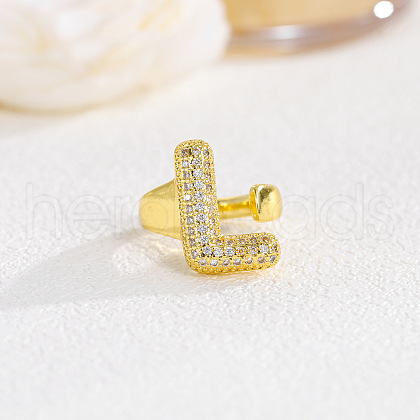 Brass Micro Pave Clear Cubic Zirconia Cuff Rings FS-WGF2B82-09-1