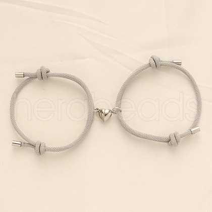 Alloy Heart-shaped Magnetic Braided Rope Bracelets for Couple Girlfriends WG59636-07-1