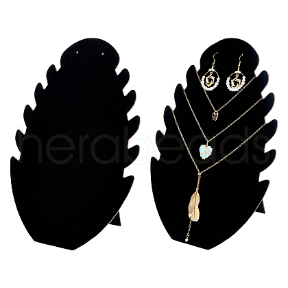 Leaf Velvet Cover with Cardboard Paper Necklace Display Stands NDIS-WH0010-14-1