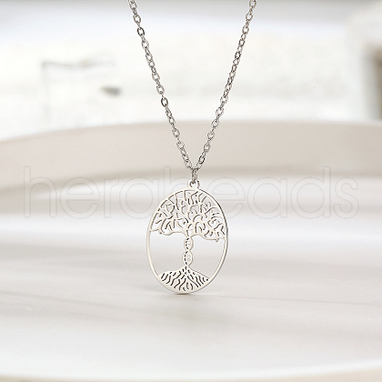 Elegant Stainless Steel Hollow Life Tree Pendant for Women's Daily Wear. HY4553-2-1