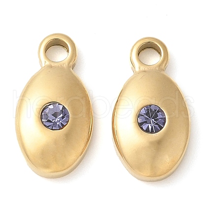304 Stainless Steel with Rhinestone Charms STAS-Q345-15G-02-1