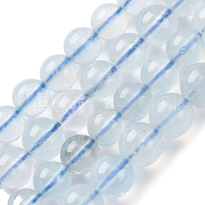 Natural Aquamarine Beads Strands G-P342-10-6mm-C-1
