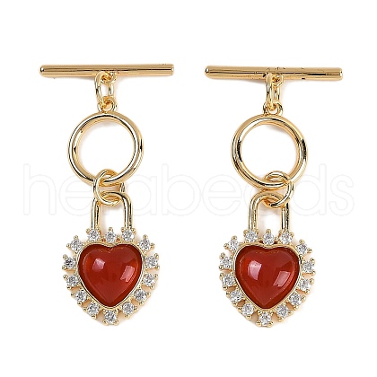 Natural Carnelian Toggle Clasps KK-P283-39G-1