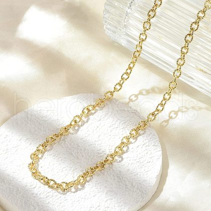 Brass Textured Cable Chain Necklaces NJEW-A042-12G-02-1