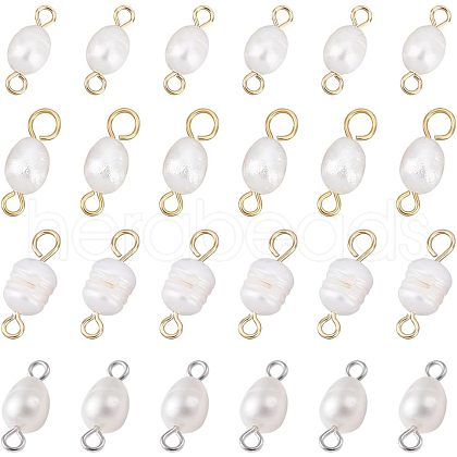  40Pcs 4 Style Natural Cultured Freshwater Pearl Beads Links Connectors FIND-NB0002-11-1