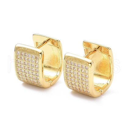 Brass Micro Pave Cubic Zirconia Hoop Earrings ZIRC-P090-04G-1