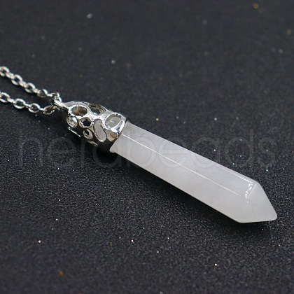 Natural Quartz Crystal Faceted Bullet Point Pendant Necklaces FS-WG32EE9-04-1