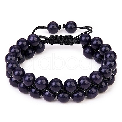 Synthetic Blue Goldstone Braided Bead Bracelet BJEW-SW00001-12-1