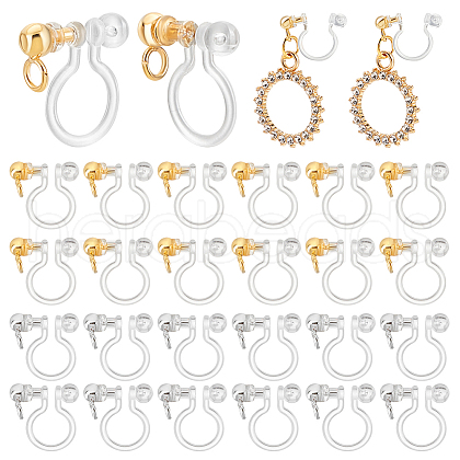   24Pcs 2 Colors Plastic Clip-on Earring Findings STAS-PH0005-70-1