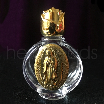 Glass Holy Water Bottle with Zinc Alloy Cap PW-WG79722-21-1