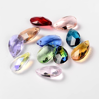 Faceted Teardrop Glass Pendants GLAA-O008-B-1