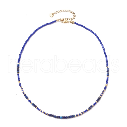 Bohemian Style Natural Lapis Lazuli Beaded Necklaces NJEW-JN04658-04-1