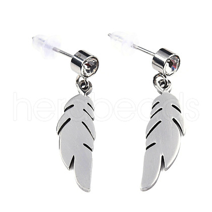 201 Stainless Steel Dangle Stud Earrings EJEW-T008-JN749-1