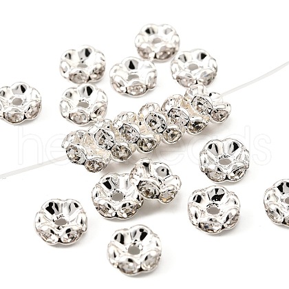 Brass Rhinestone Spacer Beads RB-A014-L8mm-01S-NF-1