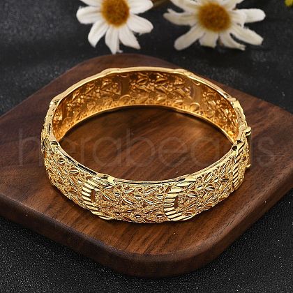 Brass Bangles for Women BJEW-D313-08G-1