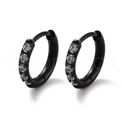 Ion Plating(IP) 316 Surgical Stainless Steel Pave Clear Cubic Zirconia Hoop Earrings Women EJEW-A109-01B-EB-1