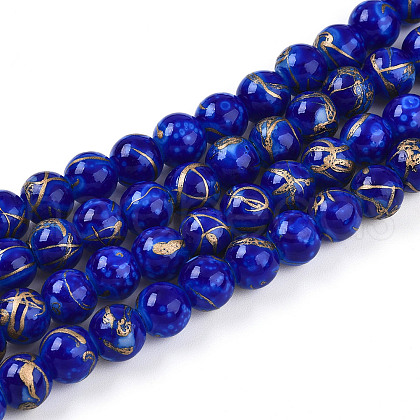 Baking Painted Glass Beads Strands DGLA-N010-8mm-05-1