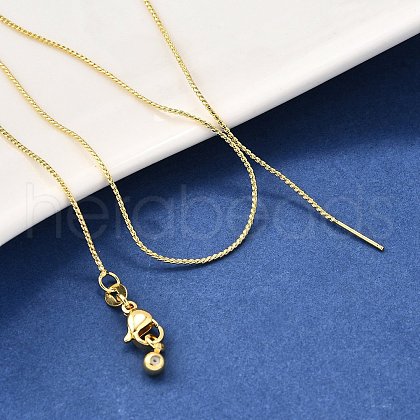 1MM Brass Wheat Chain Adjustable Slider Necklaces NJEW-M108-21G-1