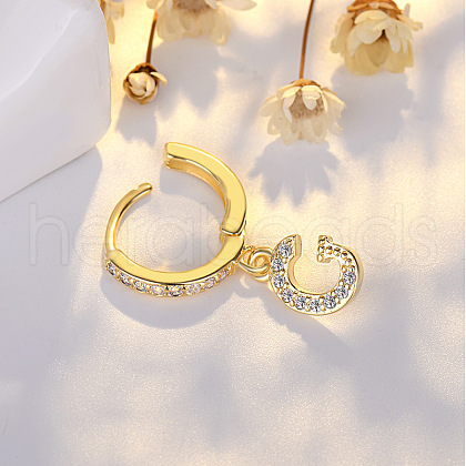 Brass Micro Pave Clear Cubic Zirconia Hoop Earrings WGE85EC-08-1