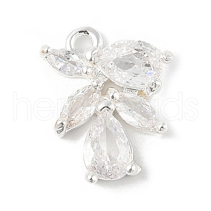 Brass Micro Pave Clear Cubic Zirconia Charms KK-R219-31S-1