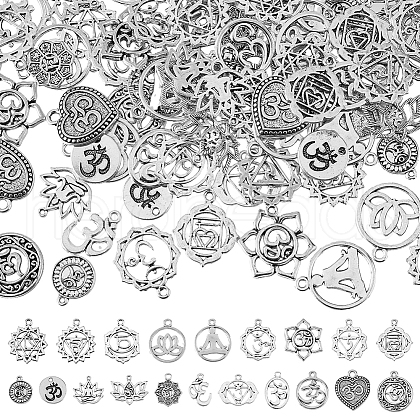 HOBBIESAY 100Pcs 20 Style Tibetan Style Alloy Pendants FIND-HY0003-07-1