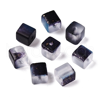 Frosted Glass Beads with Golden Glitter Powder X1-DGLA-NH001-8mm-01B-1