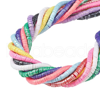 10 Strands 10 Colors Handmade Polymer Clay Beads Strands CLAY-CJ0001-75-1