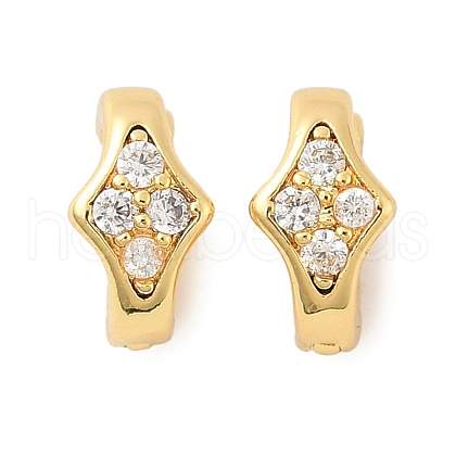 Brass Micro Pave Clear Cubic Zirconia Fold Over Clasps KK-U056-10G-1