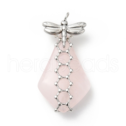 Natural Rose Quartz Pendants G-G870-01P-1