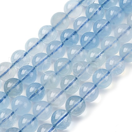 Natural Aquamarine Beads Strands G-P342-10-7mm-A-1