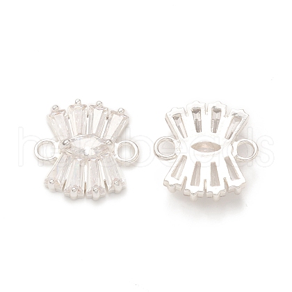 Brass Clear Glass Connector Charms KK-P228-72S-1