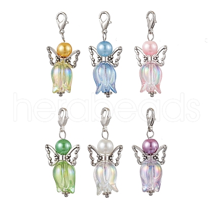 6Pcs Acrylic Angel Tulip Pendant Decorations HJEW-JM02565-1