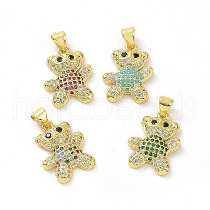 Brass Micro Pave Clear Cubic Zirconia Pendants ZIRC-F135-28G-1