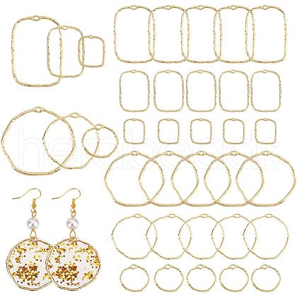 CHGCRAFT 48Pcs 2 Style Alloy Open Back Bezel Pendants PALLOY-CA0002-29-1