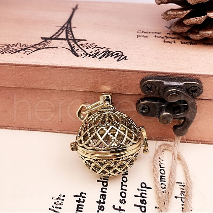 Brass Bead Cage Pendants PW-WG62354-05-1