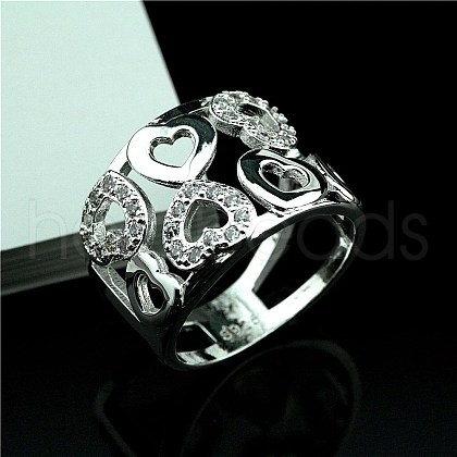 Heart Pattern Brass with Crystal Rhinestone Finger Rings for Women FS-WGDA7BB-01-1