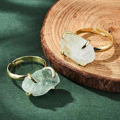 Natural Fluorite Finger Rings RJEW-B122-01G-01-1