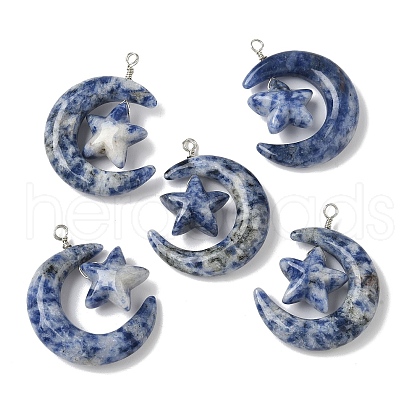 Natural Blue Spot Jasper Pendants G-Z086-01P-20-1