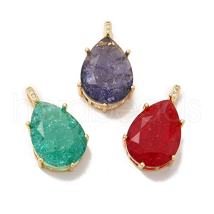 Rack Plating Brass Micro Pave Cubic Zirconia Pendants ZIRC-C002-07G-1