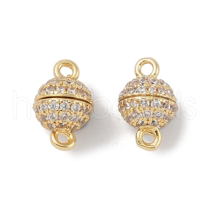 Rack Plating Brass Micro Pave Cubic Zirconia Magnetic Clasps with Loops KK-A224-11G-1