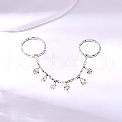 Brass Pave Cubic Zirconia Finger Rings for Women JM9814-2-1