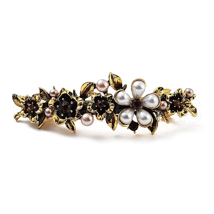 Flower Alloy Rhinestone Hair Barrettes PHAR-S604-01AG-03-1