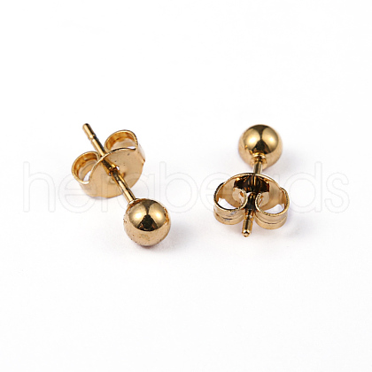 304 Stainless Steel Ball Stud Earrings EJEW-5558-4mm-G-1