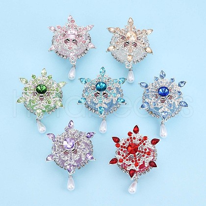 Snowflake Shape Rotatable Alloy Rhinestone Beads OACR-N141-02-1