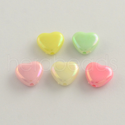 AB Color Plated Heart Acrylic Beads SACR-Q106-07-1