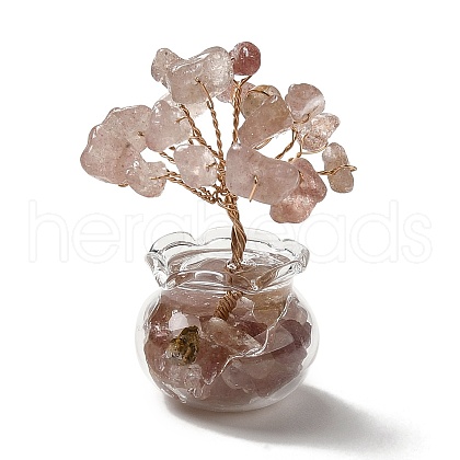 Natural Strawberry Quartz Chips Tree Decorations DJEW-Z007-02B-1