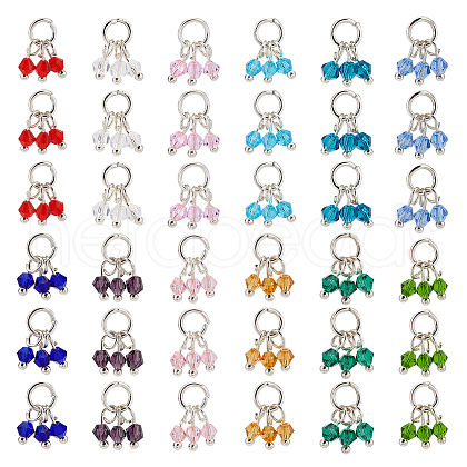 48Pcs 12 Color Glass Imitate Austrian Crystal Bicone Beaded Charms PALLOY-PH01621-1